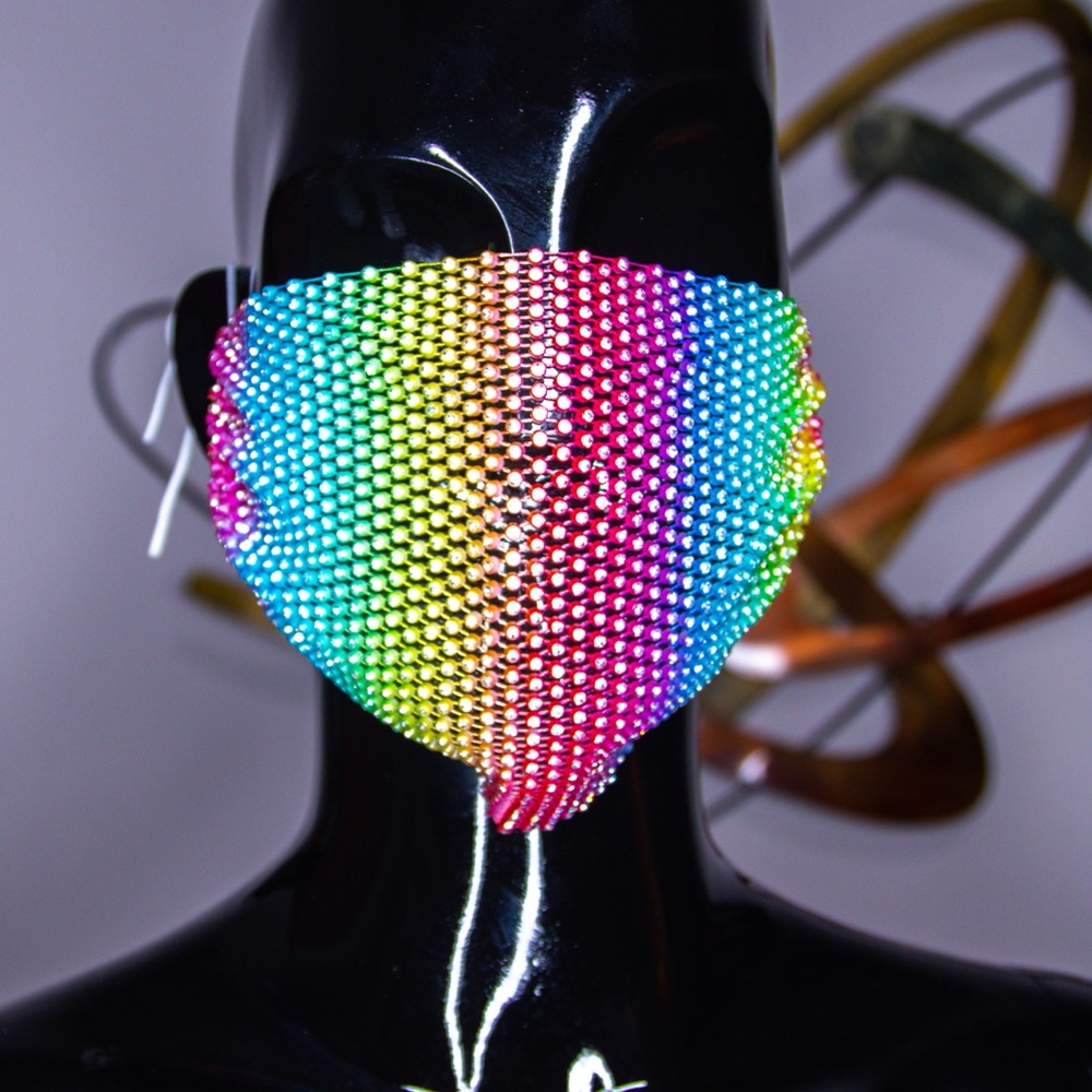 4pc Face Masks Blue Purple Rainbow Blue-Pink
